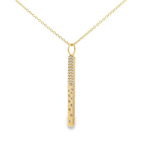 Scattered Diamond Narrow Bar Necklace