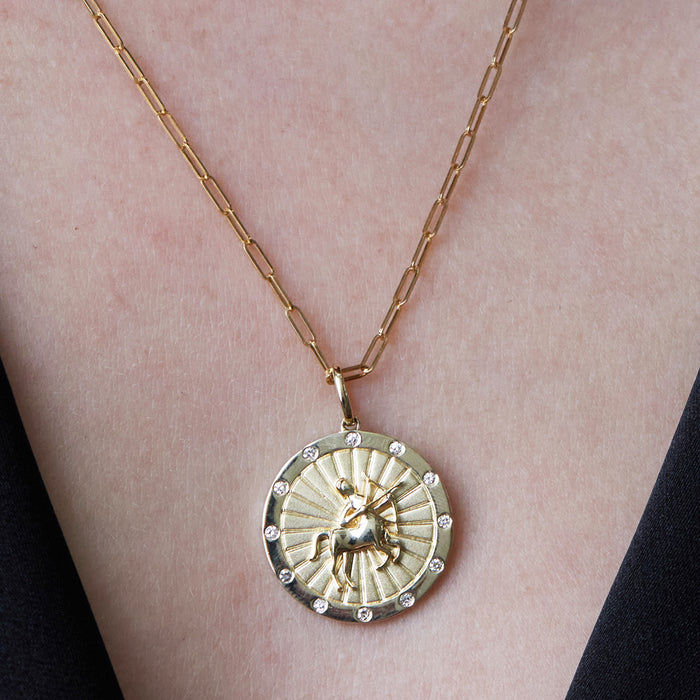 Sagittarius Diamond Medallion Zodiac Necklace