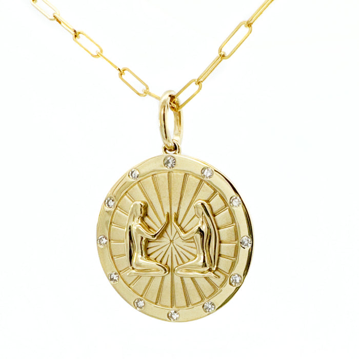 Gemini Diamond Medallion Zodiac Necklace