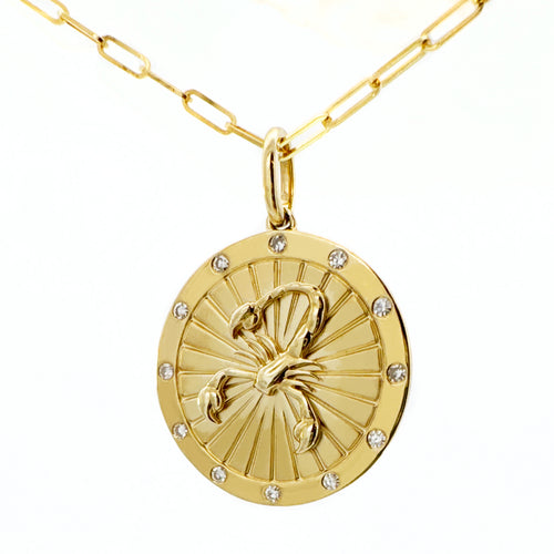 Scorpio Diamond Medallion Zodiac Necklace