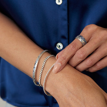 14K White Gold Curb Chain Bracelet