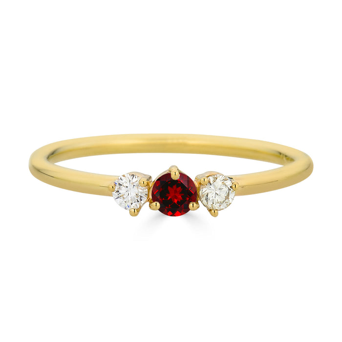 Garnet & Diamond Trio Birthstone Ring