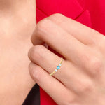 Aquamarine & Diamond Trio Birthstone Ring