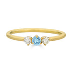 Aquamarine & Diamond Trio Birthstone Ring