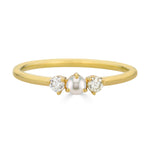 Pearl & Diamond Trio Birthstone Ring