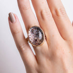 Vertical Oval Smooth Seven Mineral Stone Ring