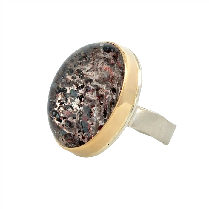 Vertical Oval Smooth Seven Mineral Stone Ring