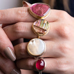 Round Mother of Pearl & Diamond Statement Ring