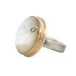 Round Mother of Pearl & Diamond Statement Ring