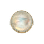 Round White Rainbow Moonstone Ring