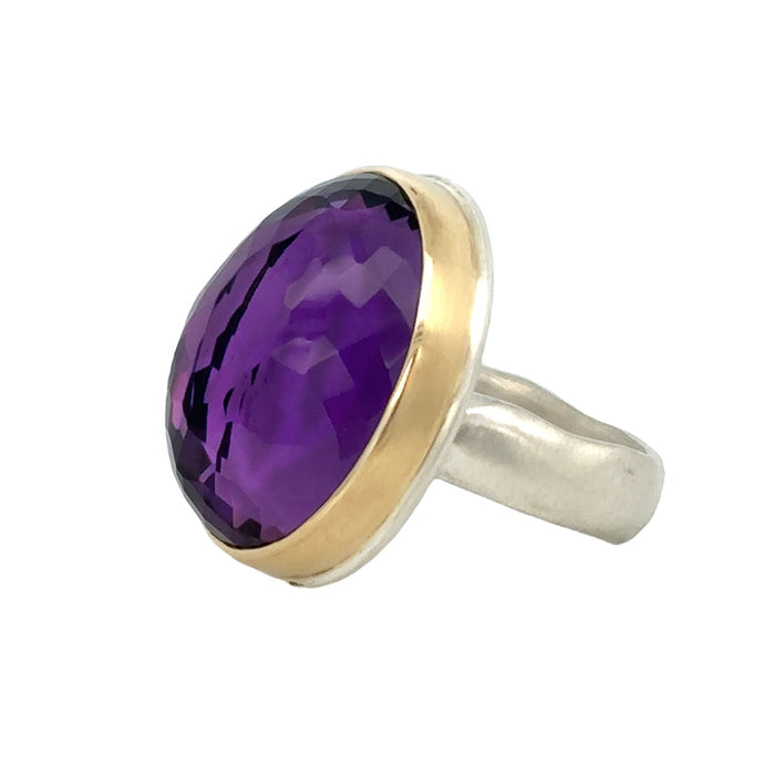 Large Inverted Amethyst Statement Ring