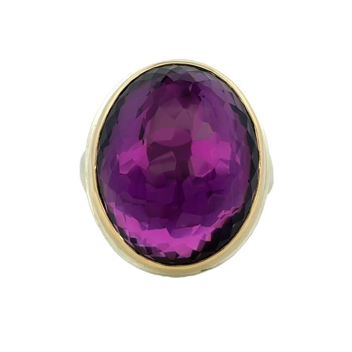 Large Inverted Amethyst Statement Ring