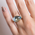 Teardrop Sky Blue Topaz & Diamond Ring