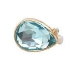 Teardrop Sky Blue Topaz & Diamond Ring