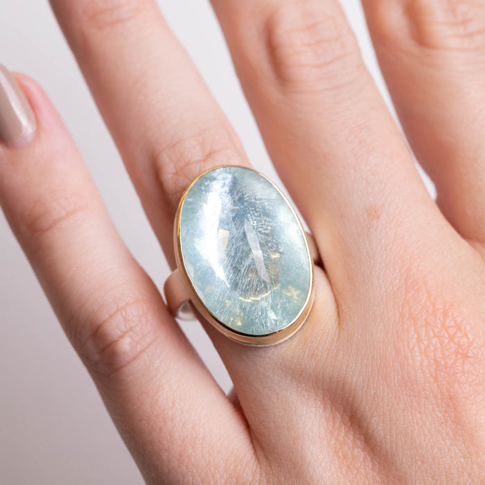 Large Inverted Aquamarine Statement Ring