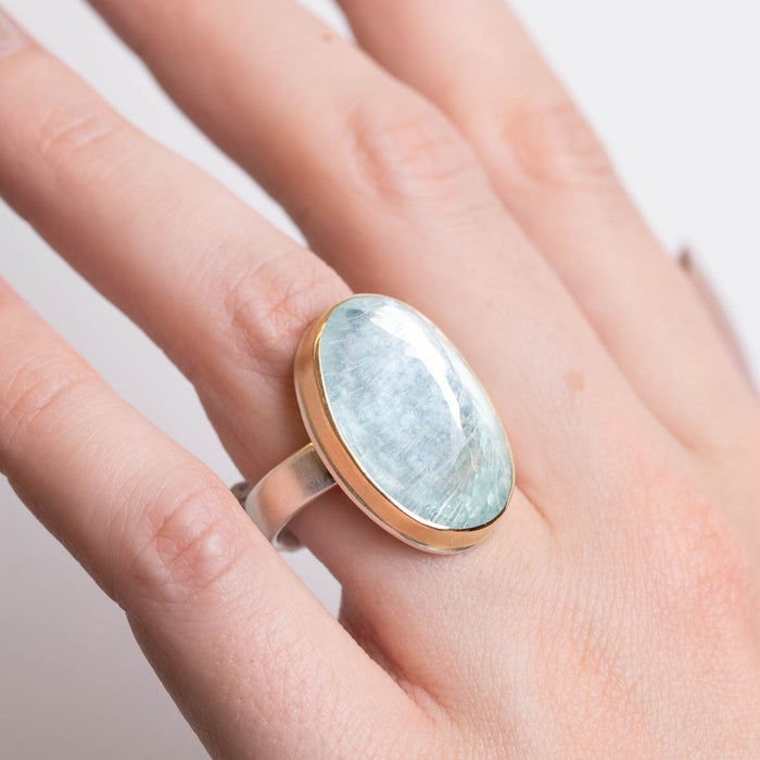 Large Inverted Aquamarine Statement Ring