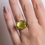 Oval Lemon Quartz & Diamond Ring