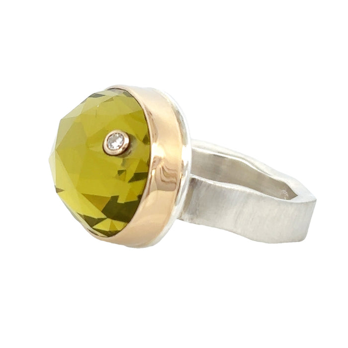 Oval Lemon Quartz & Diamond Ring