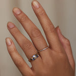 Sapphire, Opal & Diamond Pillar Ring