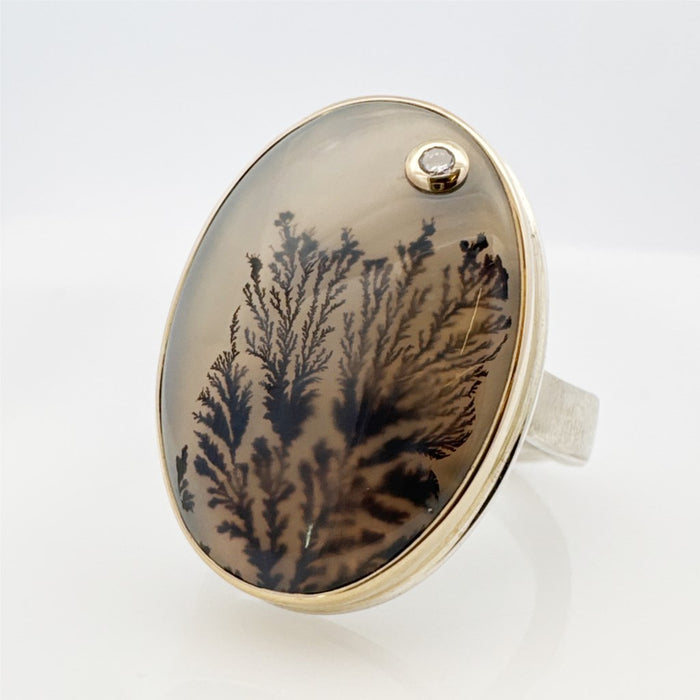 Dendritic Agate & Diamond Ring