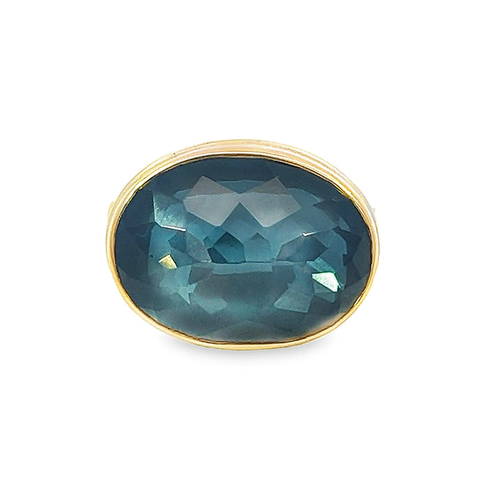 Oval Inverted London Blue Topaz Ring