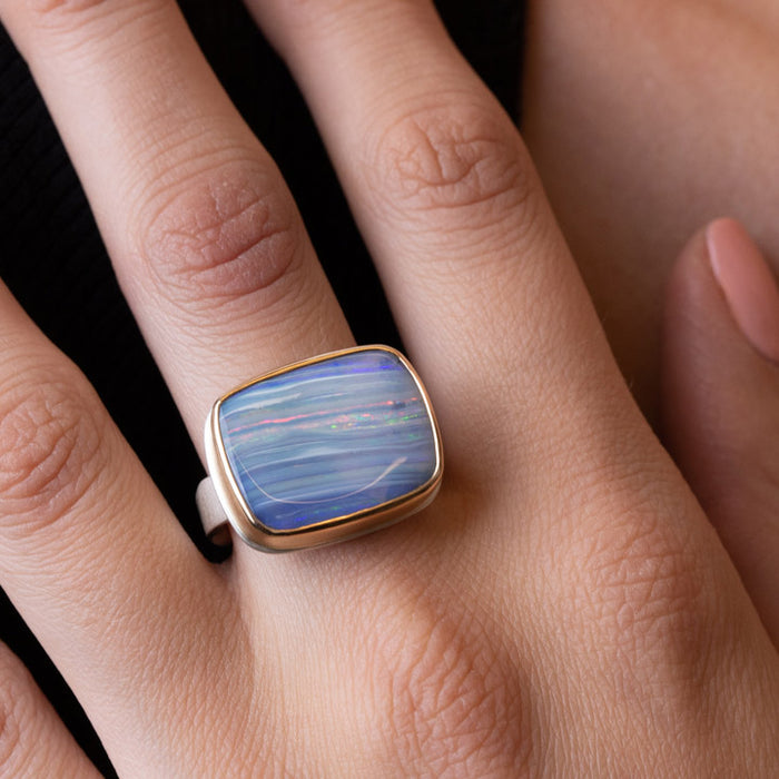 Rectangular Australian Opal Ring