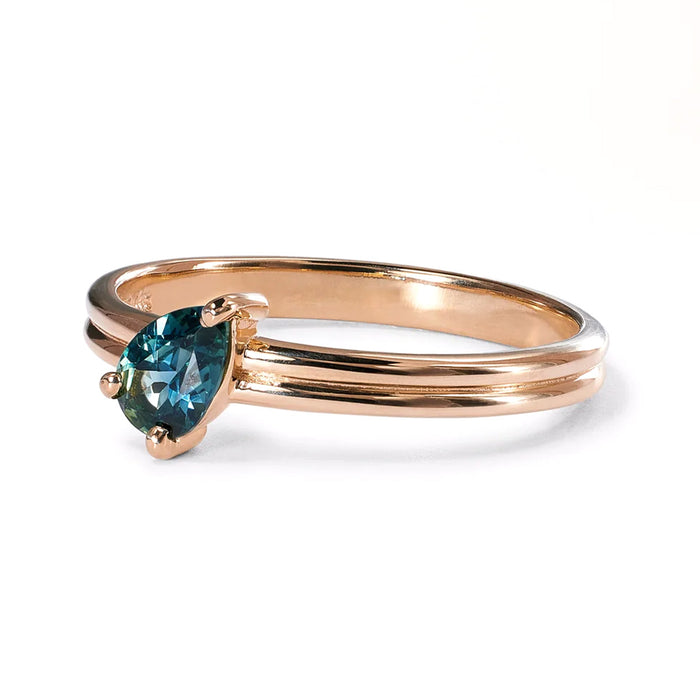 Medium Tilted Sapphire Double Band Ring