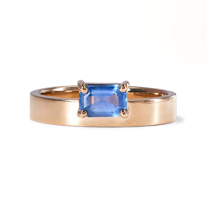 Emerald Cut Sapphire Monolith Ring