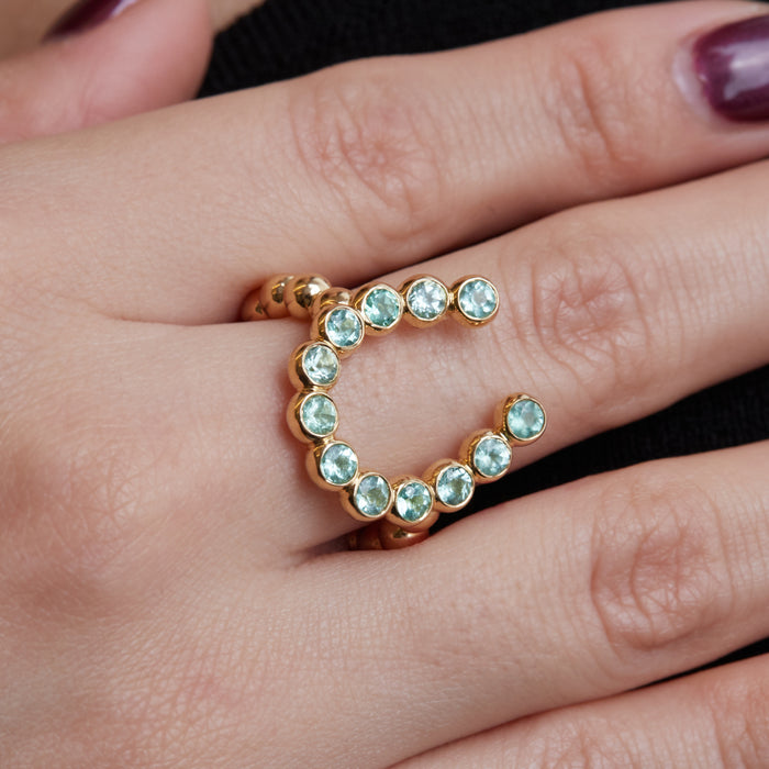 Horseshoe Paraiba Tourmaline Ring