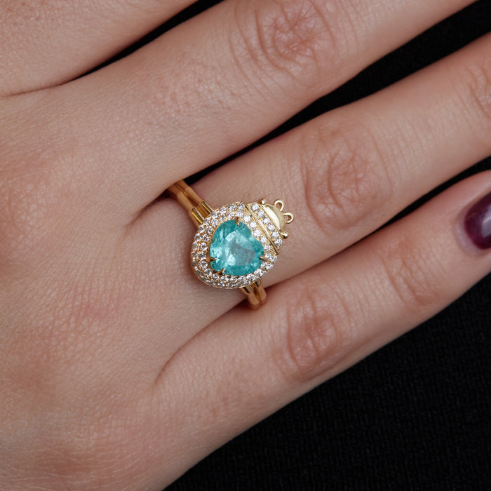 Lady Bug Paraiba Tourmaline & Diamond Ring