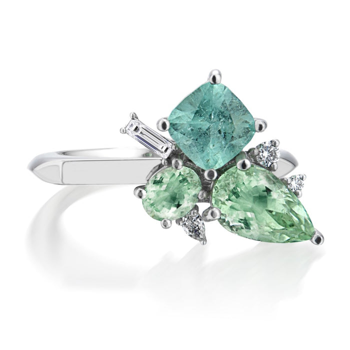 Paraiba Tourmaline & Diamond Asymmetric Cocktail Ring