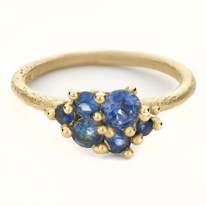 Sapphire Asymmetric Cluster Ring