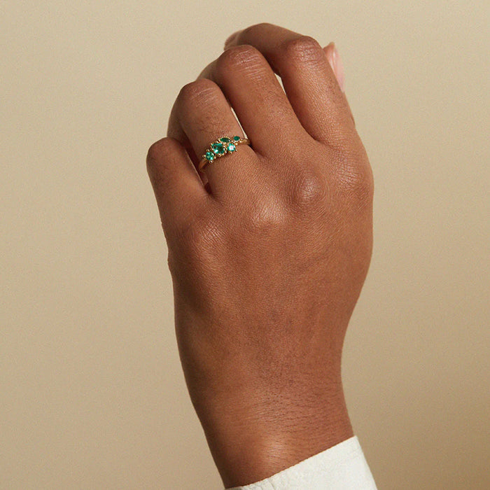 Mixed Cut Emerald Cluster Ring