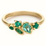 Mixed Cut Emerald Cluster Ring