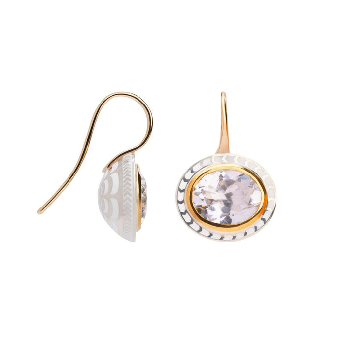 Silver Tile Oval Drop Earrings