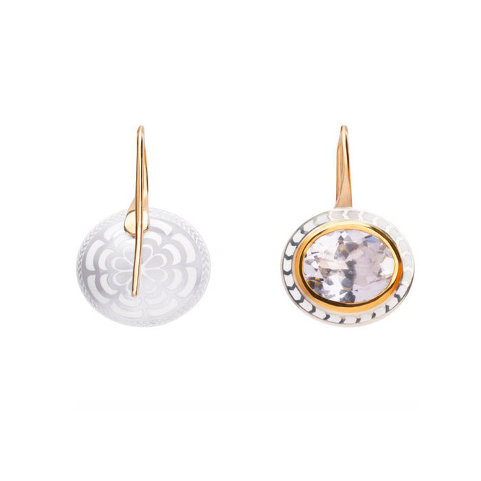 Silver Tile Oval Drop Earrings