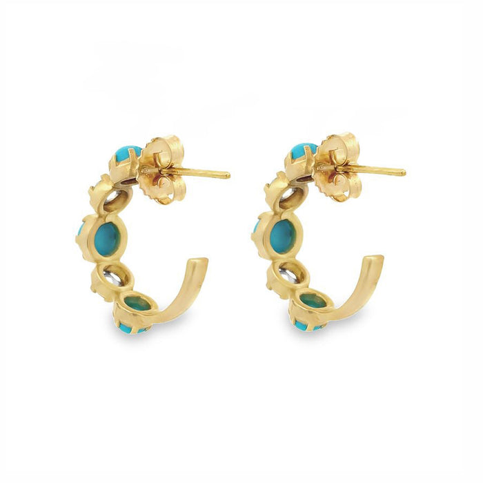 Turquoise & Diamond Colette Hoop Earrings