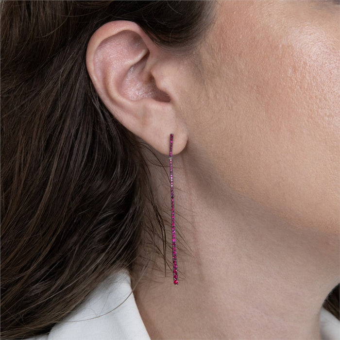 Ruby Elongated Drop Earrings