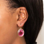 Oval Pink Tourmaline Statement Earrings