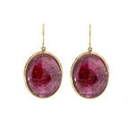 Oval Pink Tourmaline Statement Earrings