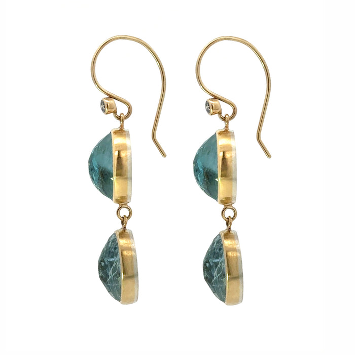 Inverted Oval Aquamarine Drop Earrings