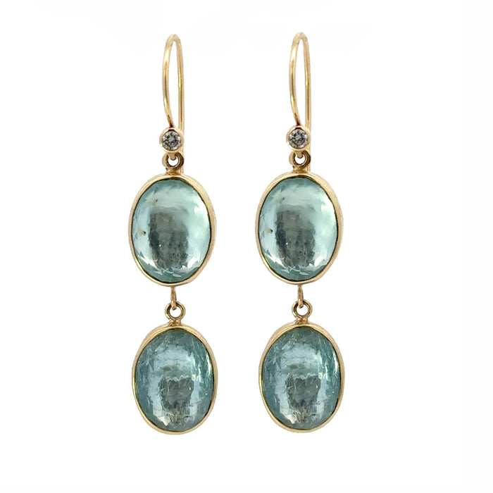 Inverted Oval Aquamarine Drop Earrings