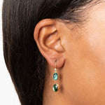 Asymmetric Blue-Green Tourmaline Drop Earrings