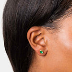 Inverted Oval Colombian Emerald Stud Earrings