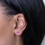 Faceted African Ruby Heart Stud Earrings