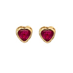 Faceted African Ruby Heart Stud Earrings