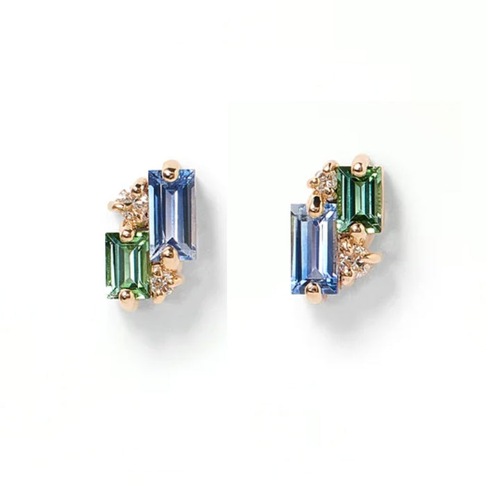 Sapphire, Tourmaline, & Diamond Bevy Earrings