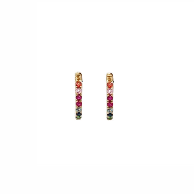 Rainbow Multigem Petite Huggie Earrings