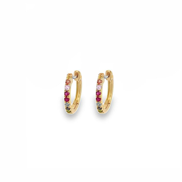 Rainbow Multigem Petite Huggie Earrings