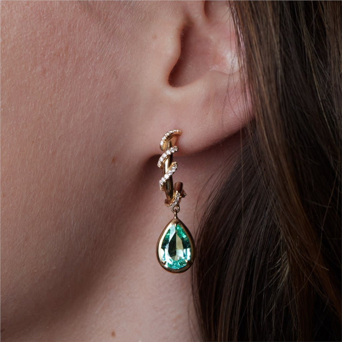 Curva Toi et Moi Paraiba Tourmaline & Diamond Wrap Hoops